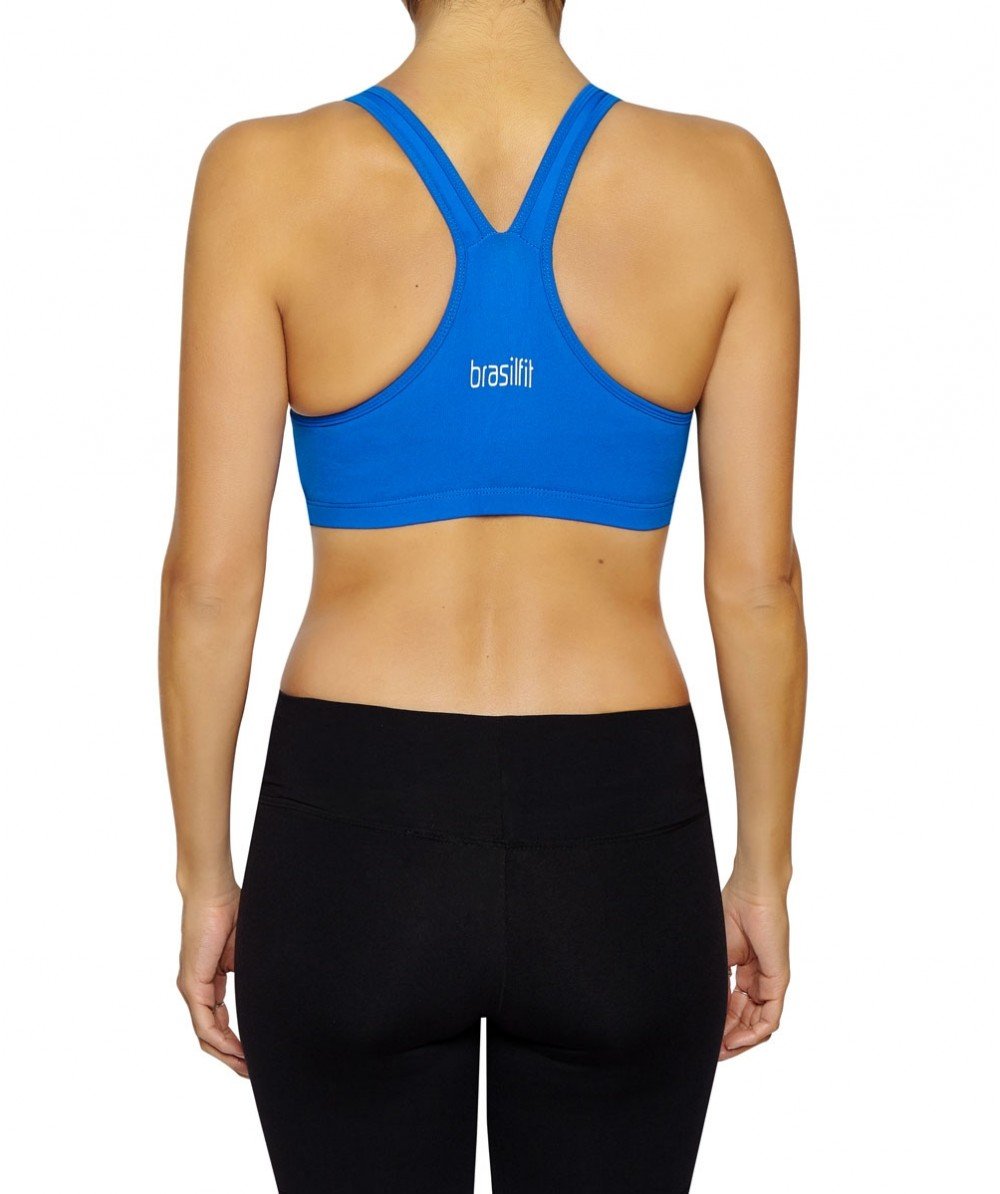 Front view product image for Brasilfit Alba activewear crop top in royal blue.  The Alba Crop top is part of our basics activewear collection that is focused on performance, high compression activewear.