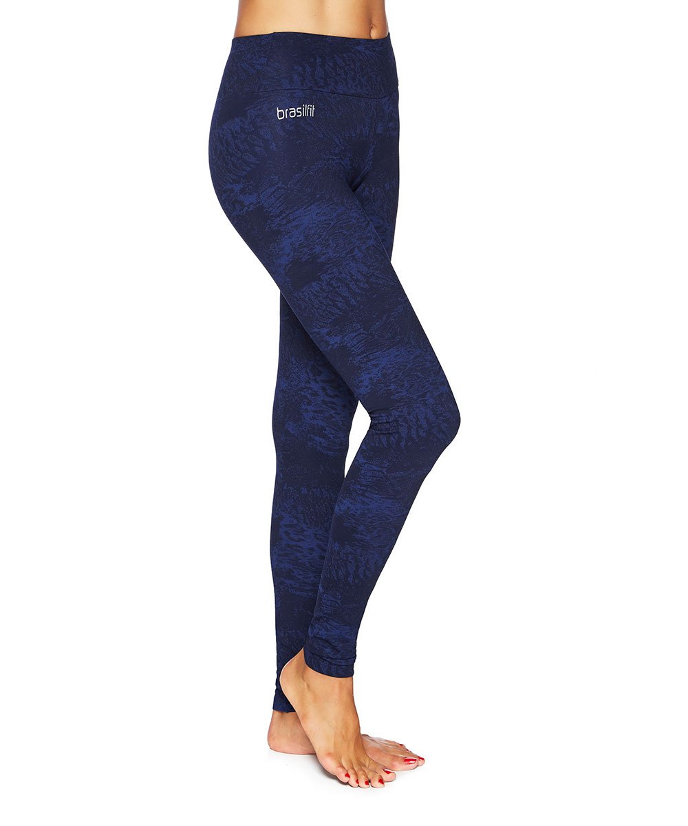 Side view product image for Brasilfit Midnight Forest Full Length activewear leggings.  Midnight Forest leggings are part of our textured activewear legging collection that is focused on performance, high compression activewear.