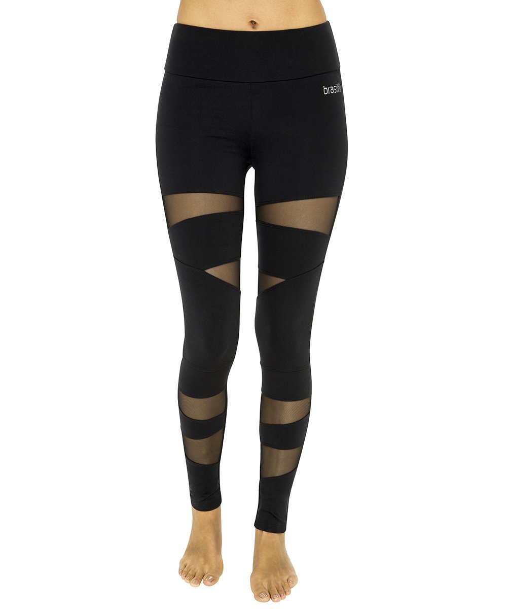 Side view product image for Brasilfit Osaka full length activewear leggings. Osaka leggings are made from our premium Supplex fabric and contain mesh inserts. Osaka leggings are part of our essentials and basics activewear collection that is focused on high compression, performance activewear.